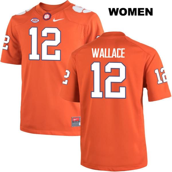 Women's Clemson Tigers #12 K'Von Wallace Stitched Orange Authentic Nike NCAA College Football Jersey OAJ4646SJ